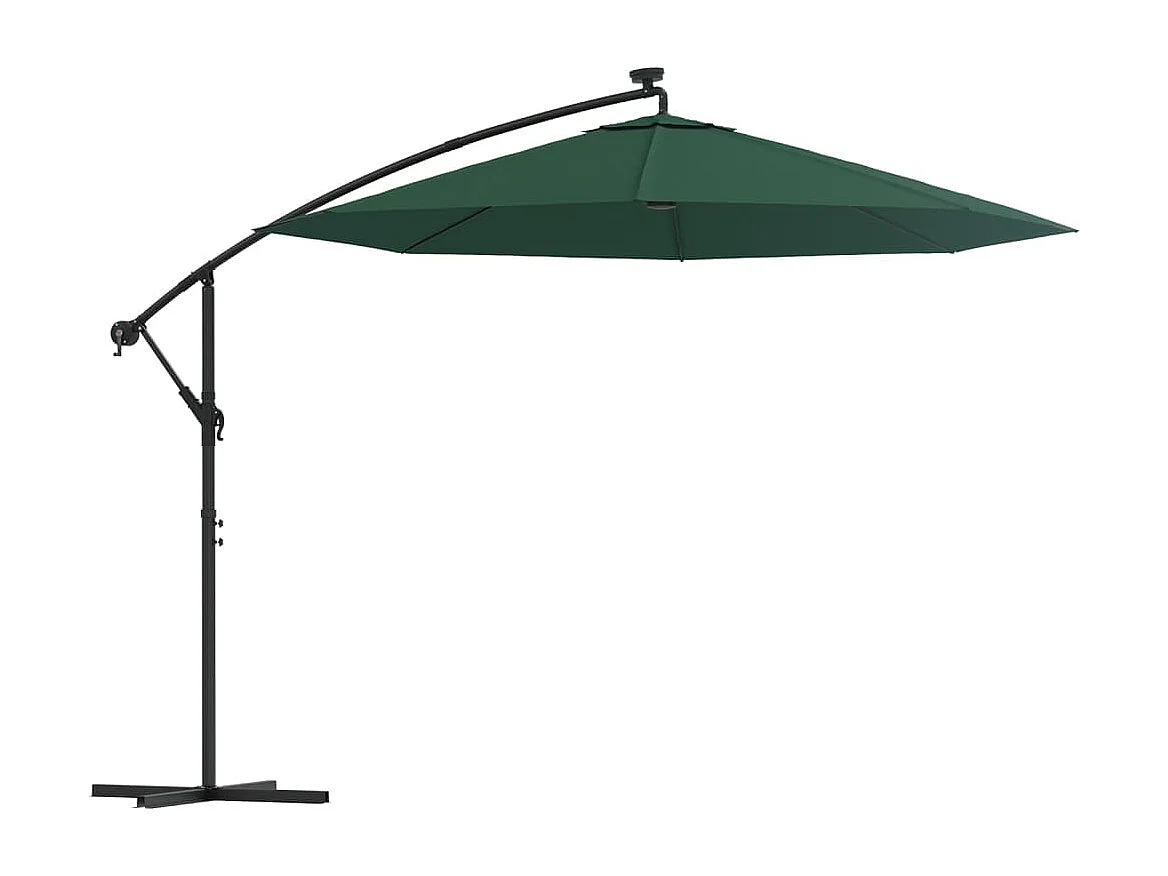 Carrickboy Zweefparasol met LED-verlichting en metalen paal 300 cm groen