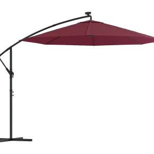 Carrickboy Zweefparasol met LED en stalen paal wijnrood Carrickboy Zweefparasol met LED en stalen paal wijnrood
