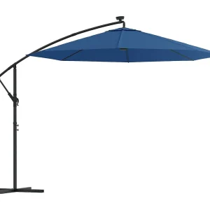 Carrickboy Zweefparasol met LED en stalen paal 300 cm azuurblauw Carrickboy Zweefparasol met LED en stalen paal 300 cm azuurblauw