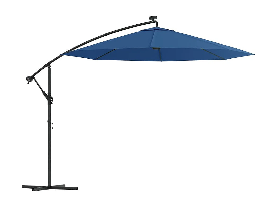 Carrickboy Zweefparasol met LED en stalen paal 300 cm azuurblauw