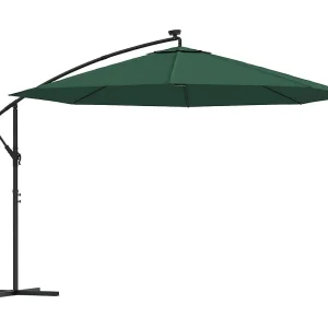 Carrickboy Zweefparasol met LED-verlichting en metalen paal 350 cm groen Carrickboy Zweefparasol met LED-verlichting en metalen paal 350 cm groen
