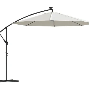 Carrickboy Zweefparasol met LED-verlichting en metalen paal 300 cm zand Carrickboy Zweefparasol met LED-verlichting en metalen paal 300 cm zand