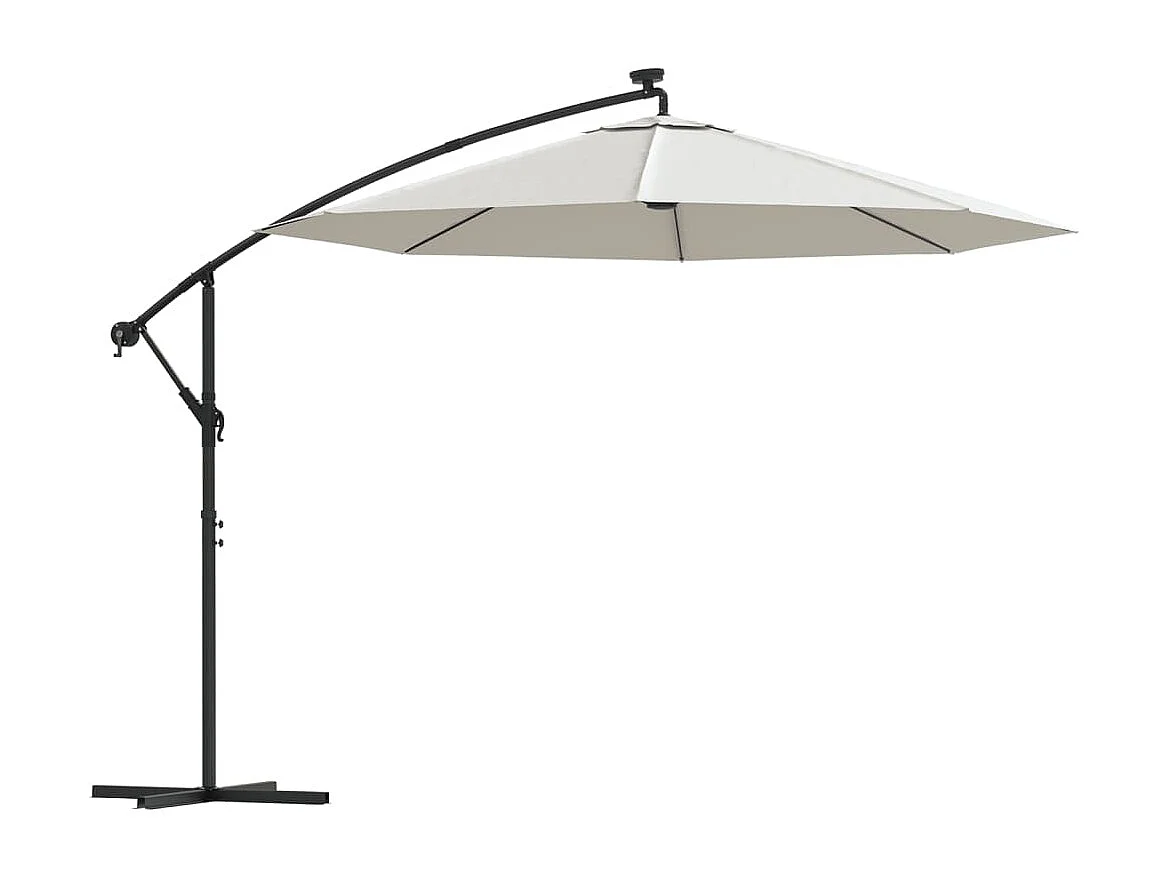 Carrickboy Zweefparasol met LED-verlichting en metalen paal 300 cm zand
