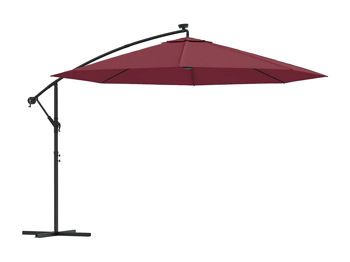 Carrickboy Zweefparasol met LED-verlichting 350 cm bordeauxrood