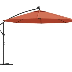 Carrickboy Zweefparasol met LED-verlichting 350 cm terracottakleurig Carrickboy Zweefparasol met LED-verlichting 350 cm terracottakleurig