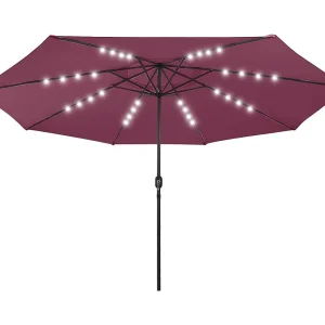 Brintir  Parasol met LED-verlichting 400 cm bordeauxrood
