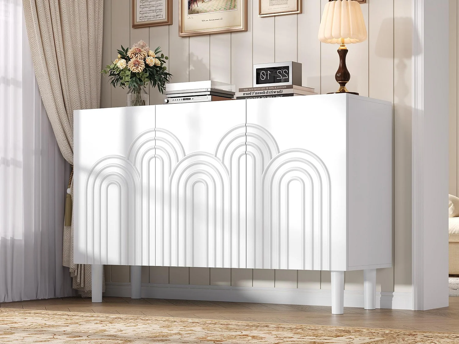 Buffet 120x38,5x79 cm - met 3 deuren - Verstelbare planken - MDF - Wit
