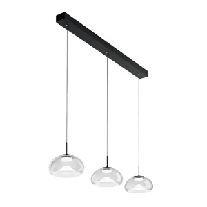 Brena – Fabas Luce 3-lichts hanglamp – 30W dimbare LED – Transparant Lineair design