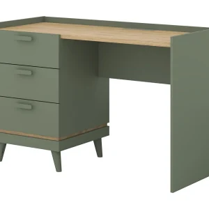 Bureau in Scandinavische stijl NOKI – 3 laden – Groen en hout – 120x80x50 cm Bureau in Scandinavische stijl NOKI – 3 laden – Groen en hout – 120x80x50 cm