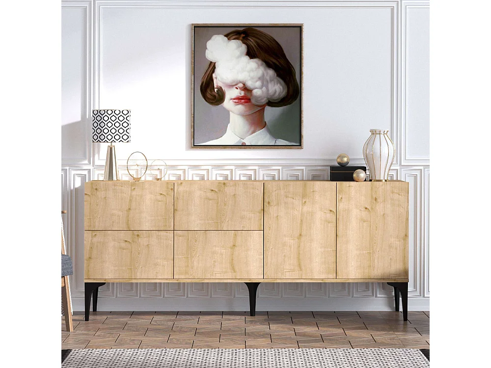 Buffet 6 deuren eiken decor saffier L180 cm - Laika