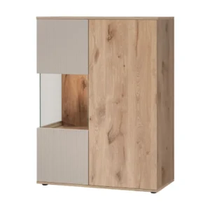 Buffetkast ERINA – 2 deuren – Licht eiken en Beige – 90 cm Buffetkast ERINA – 2 deuren – Licht eiken en Beige – 90 cm