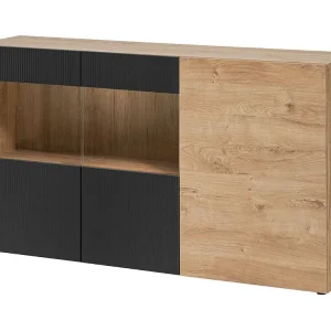 Buffet DOUM – Licht eiken en zwart – L160 x H93 x D40 cm Buffet DOUM – Licht eiken en zwart – L160 x H93 x D40 cm