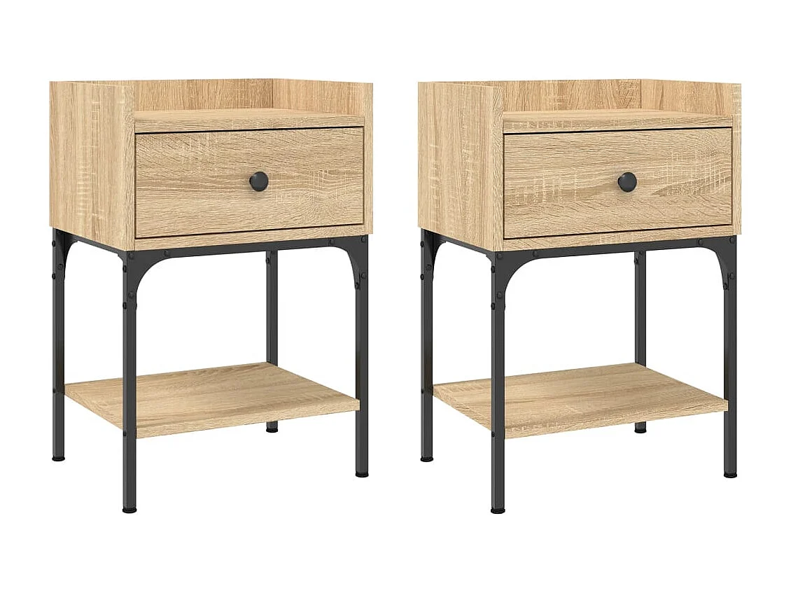 Charlie Nachtkastjes 2 st 40,5x31x60 cm bewerkt hout sonoma eikenkleur