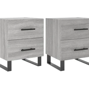 Cennet  Nachtkastjes 2 st 40x35x47,5 cm bewerkt hout grijs sonoma eiken