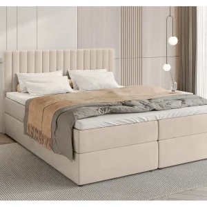 Boxspringbed met hoofdeinde, matras en dekmatras – DREAM – 160×200 – beige Boxspringbed met hoofdeinde, matras en dekmatras – DREAM – 160×200 – beige
