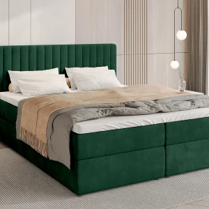 Boxspringbed met hoofdeinde, matras en dekmatras – DREAM – 140×200 – groente Boxspringbed met hoofdeinde, matras en dekmatras – DREAM – 140×200 – groente