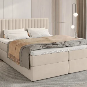 Boxspringbed met hoofdeinde, matras en dekmatras – DREAM – 180×200 – beige Boxspringbed met hoofdeinde, matras en dekmatras – DREAM – 180×200 – beige