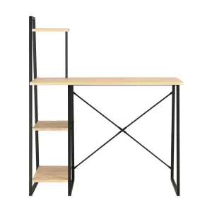Brynsi  Bureau met schappen 102x50x117 cm zwart en eikenkleurig