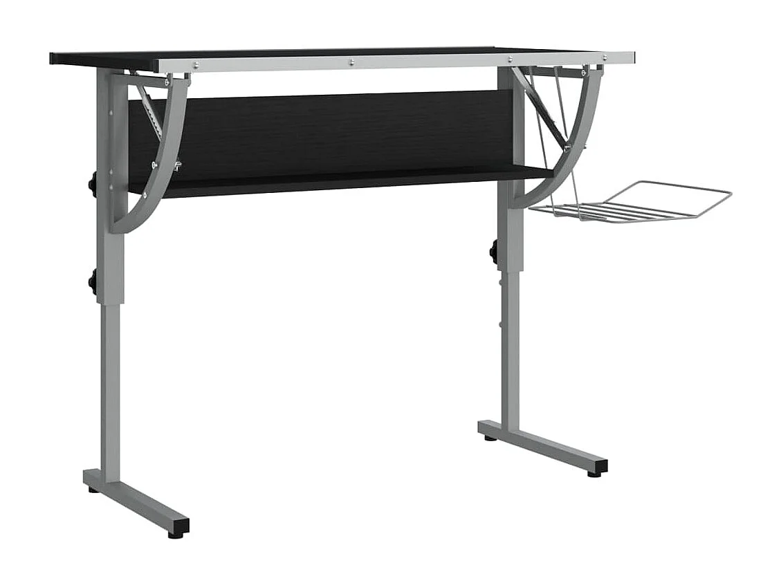 Cabazon Tekentafel 110x53x(58-87) cm bewerkt hout en staal zwart/grijs