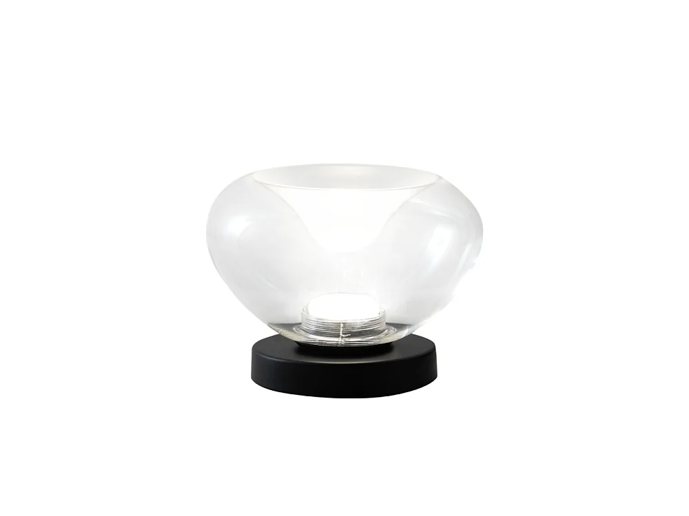 Brena - Fabas Luce transparante tafellamp - 11W dimbare LED-touchlamp - Concaaf transparant borosilicaatglas