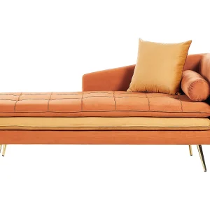 Chaise longue fluweel oranje rechtszijdig GONESSE Chaise longue fluweel oranje rechtszijdig GONESSE