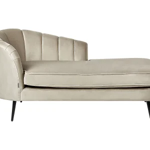 Chaise longue fluweel beige linkszijdig ALLIER Chaise longue fluweel beige linkszijdig ALLIER