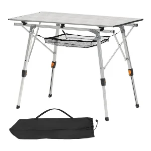 Campingtafel SucceBuy Opvouwbaar Oprolbaar 90×52 cm, Draagbaar Bijzettafeltje van Aluminium, met Instelbare Hoogte, Mesh Laag en Draagtas Campingtafel SucceBuy Opvouwbaar Oprolbaar 90×52 cm, Draagbaar Bijzettafeltje van Aluminium, met Instelbare Hoogte, Mesh Laag en Draagtas