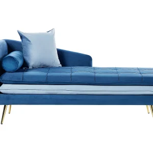 Chaise longue fluweel blauw linkszijdig GONESSE Chaise longue fluweel blauw linkszijdig GONESSE