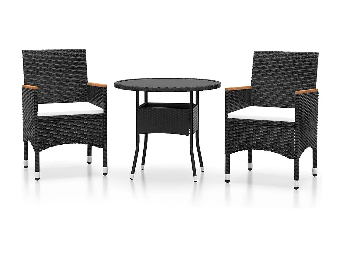 Bryson City 3-delige Tuinset poly rattan zwart
