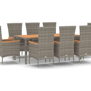 Cape May 9-delige Tuinset met kussens poly rattan grijs Cape May 9-delige Tuinset met kussens poly rattan grijs