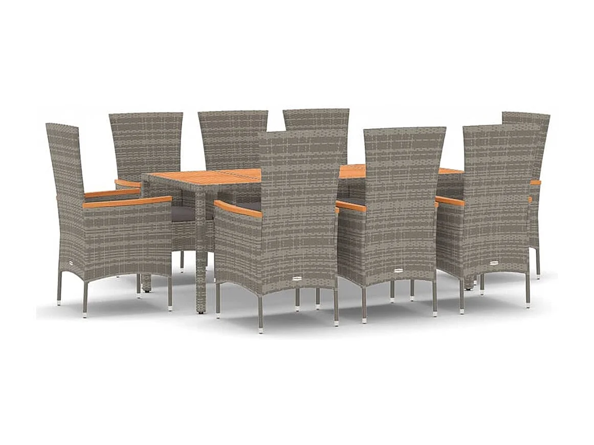 Cape May 9-delige Tuinset met kussens poly rattan grijs