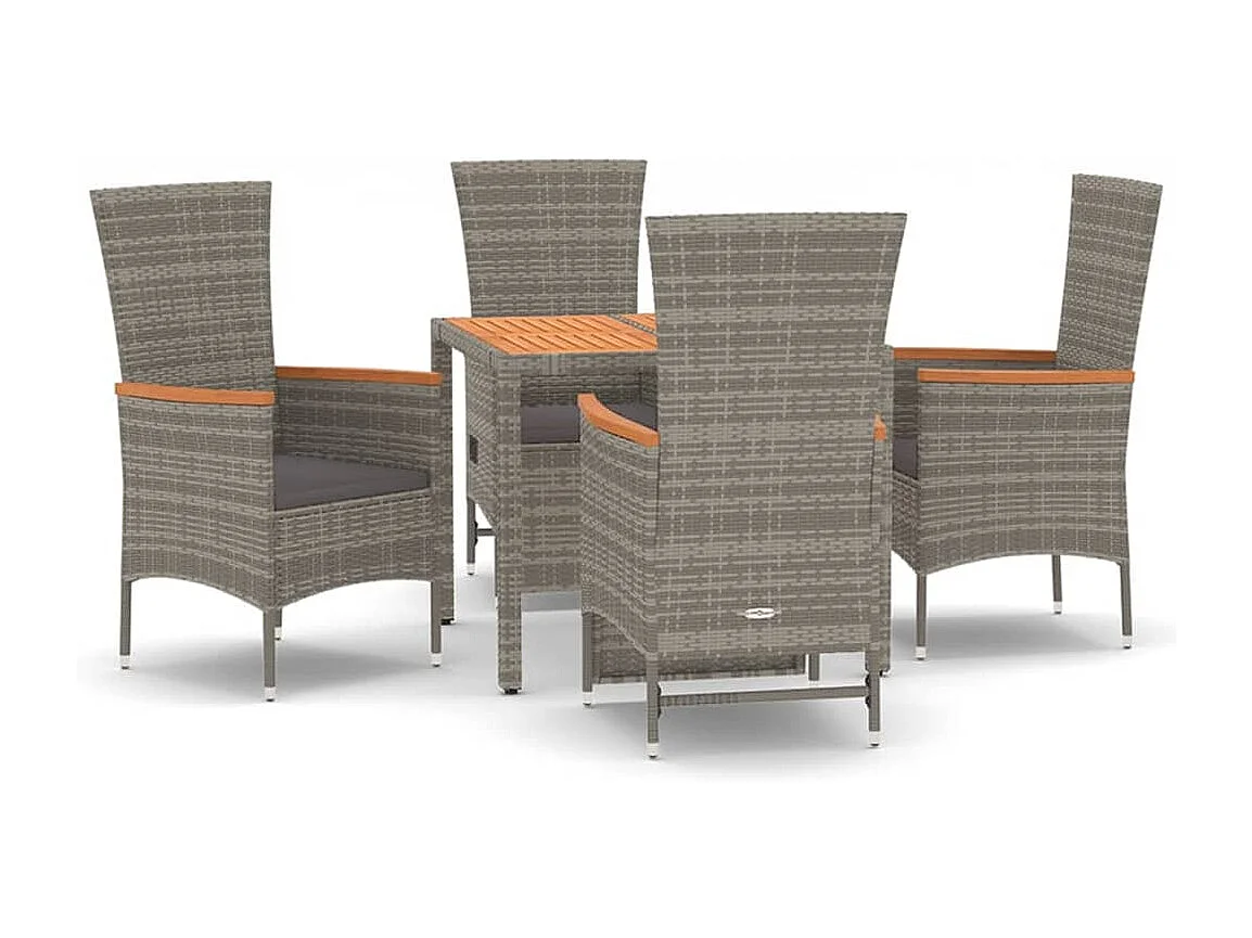Cape May 5-delige Tuinset met kussens poly rattan grijs