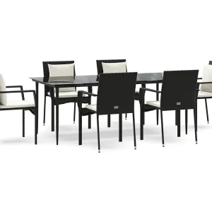 Chelan 7-delige Tuinset met kussens poly rattan zwart Chelan 7-delige Tuinset met kussens poly rattan zwart