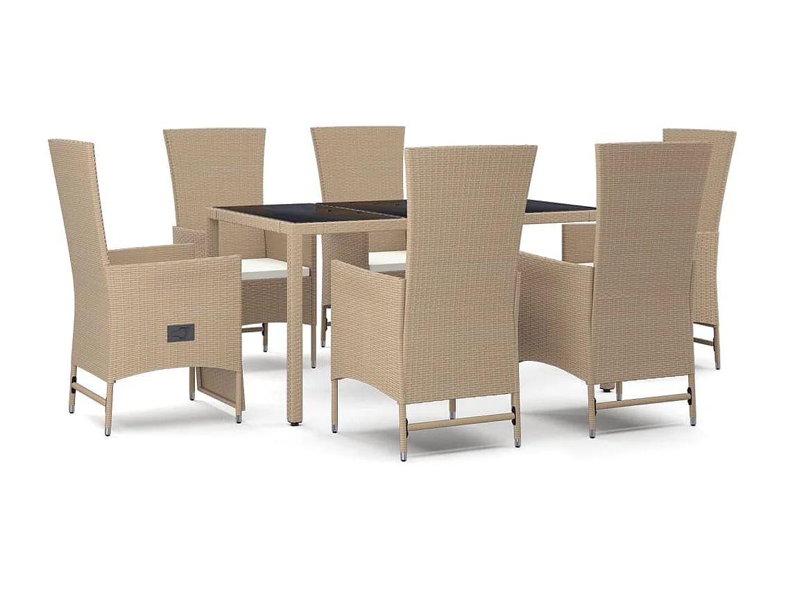 Briena 7-delige Tuinset met kussens poly rattan beige