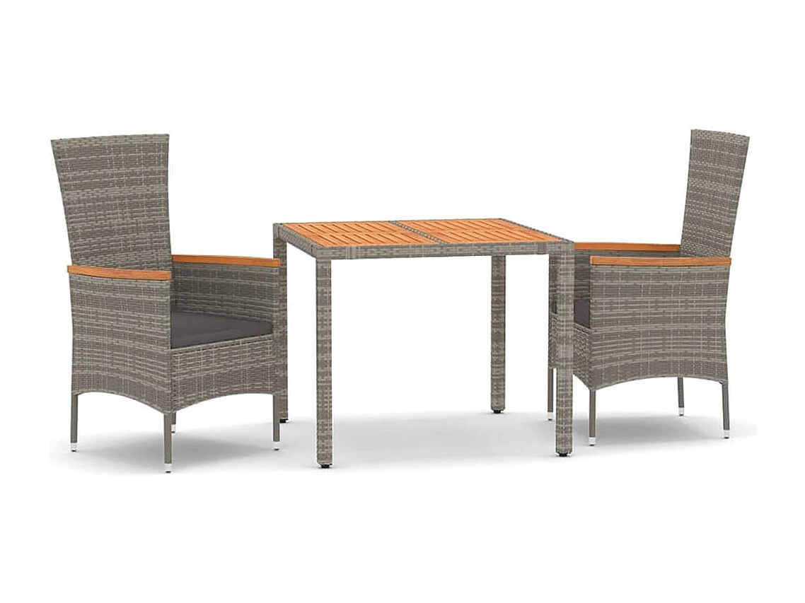 Cape May 3-delige Tuinset met kussens poly rattan grijs