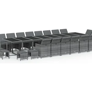 Browns Mills 21-delige Tuinset met kussens poly rattan grijs Browns Mills 21-delige Tuinset met kussens poly rattan grijs
