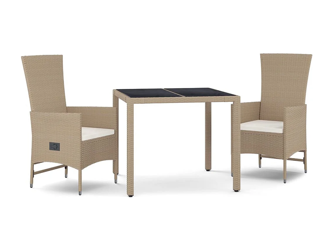 Briena 3-delige Tuinset met kussens poly rattan beige