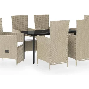 Central Point  7-delige Tuinset met kussens beige