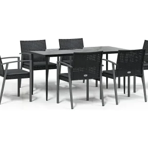 Bucyrus 7-delige Tuinset met kussens poly rattan en staal Bucyrus 7-delige Tuinset met kussens poly rattan en staal