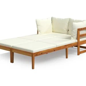 Carrollton Ligstoelen 2 st met crèmewitte kussens acaciahout Carrollton Ligstoelen 2 st met crèmewitte kussens acaciahout