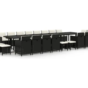 Browns Mills 21-delige Tuinset met kussens poly rattan zwart Browns Mills 21-delige Tuinset met kussens poly rattan zwart