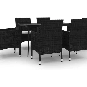 Carlinville 7-delige Tuinset met kussens poly rattan en glas Carlinville 7-delige Tuinset met kussens poly rattan en glas