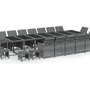 Browns Mills 19-delige Tuinset met kussens poly rattan grijs Browns Mills 19-delige Tuinset met kussens poly rattan grijs