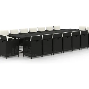 Browns Mills 19-delige Tuinset met kussens poly rattan zwart Browns Mills 19-delige Tuinset met kussens poly rattan zwart