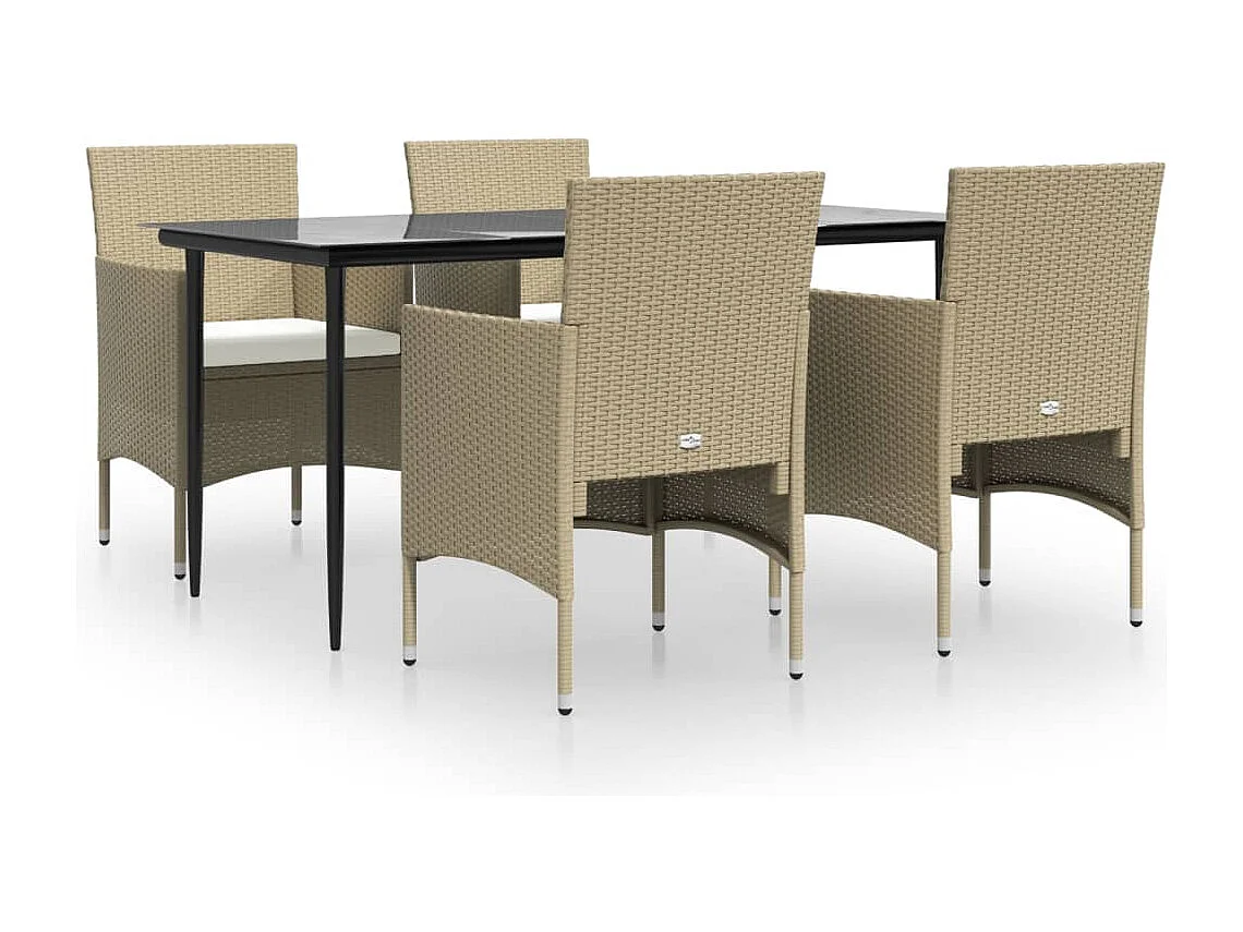 Cesarino 5-delige Tuinset met kussens beige en zwart
