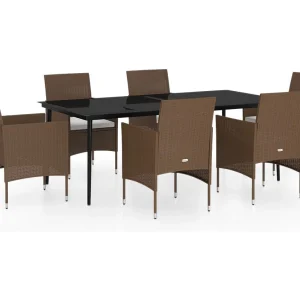 Cesarino 7-delige Tuinset met kussens bruin en zwart Cesarino 7-delige Tuinset met kussens bruin en zwart