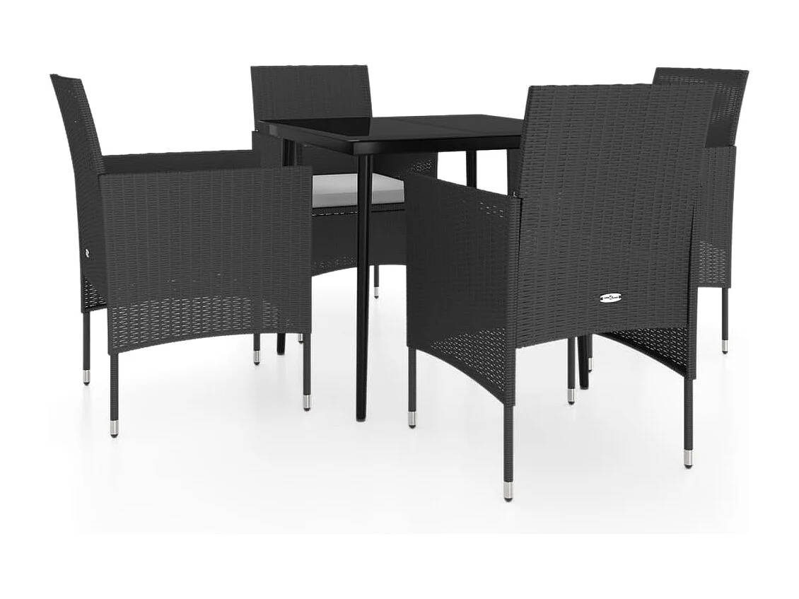 Cesarino 5-delige Tuinset met kussens zwart