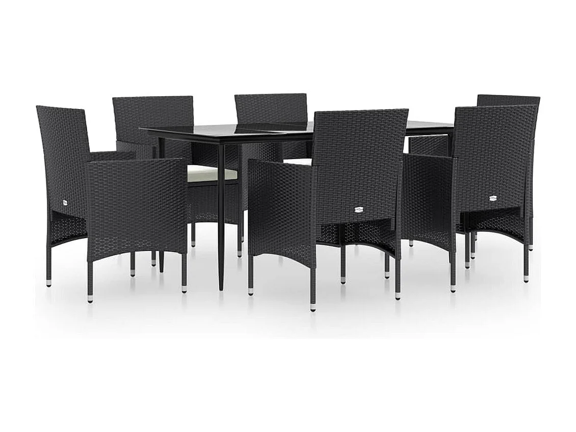 Cesarino 7-delige Tuinset met kussens zwart