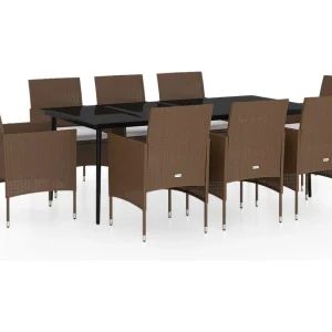 Cesarino 9-delige Tuinset met kussens bruin en zwart Cesarino 9-delige Tuinset met kussens bruin en zwart
