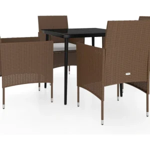 Cesarino 5-delige Tuinset met kussens bruin en zwart Cesarino 5-delige Tuinset met kussens bruin en zwart